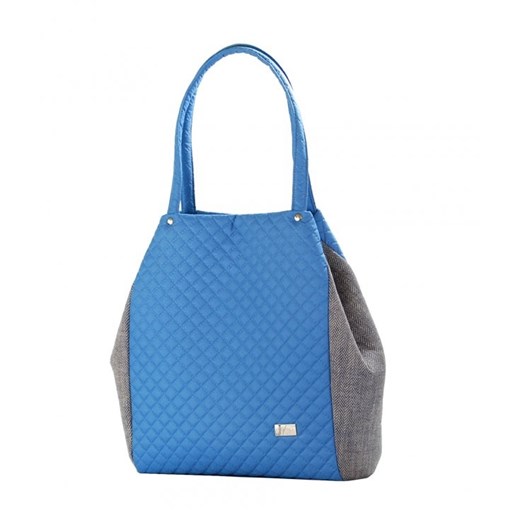 Damska torebka pikowana worek shopper SIMPLE 581 niebieska z bokami w kolorze szarym Farbotka rinkopl