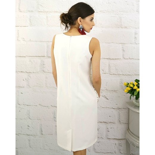 Elegancka sukienka z gipiurą ecru Numero 38 Neomoda