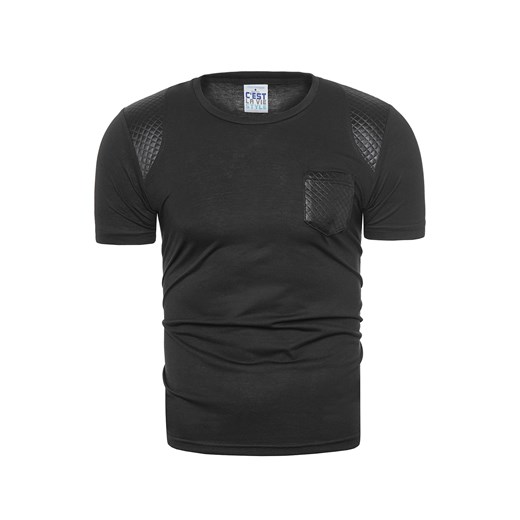 Męska koszulka t-shirt cest841 - czarna Risardi  XXL 