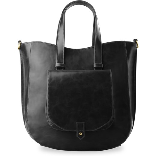 Elegancka duża torebka z kieszonką  - czarna