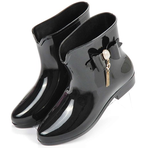 Krótkie kalosze gumiaki z kokardą CZARNE /G4-1 Ae815 S250/ Pantofelek24 40 pantofelek24.pl