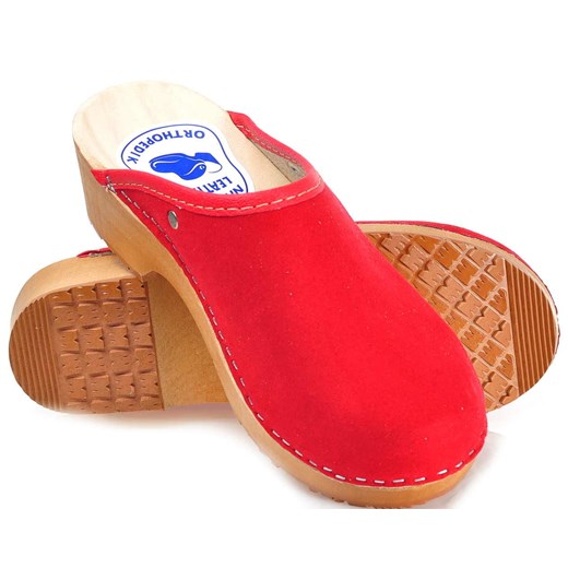 Skórzane chodaki drewniaki CZERWONE /F8-1 1880 S296/ Mar-har 41 pantofelek24.pl