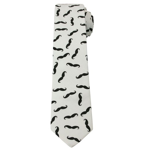Oryginalny Krawat - 6 cm - Alties, Biały w Czarne Wąsy KRALTS0139  Alties  JegoSzafa.pl