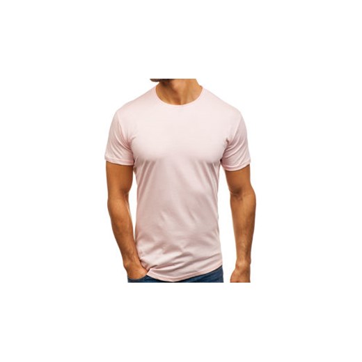 T-shirt męski bez nadruku różowy Denley 181227  Denley.pl L okazja Denley 