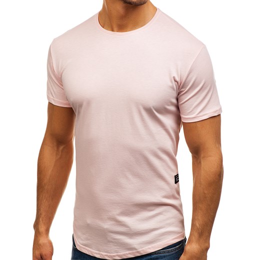 T-shirt męski bez nadruku różowy Denley 181227  Denley.pl M Denley okazja 