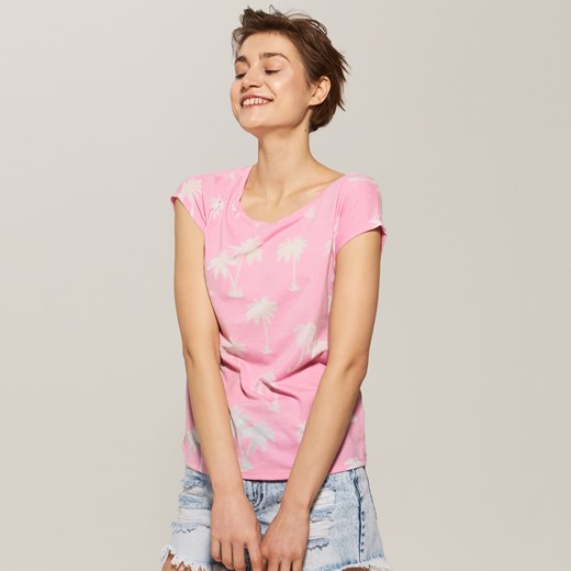 House - T-shirt w palmy - Różowy House  S 