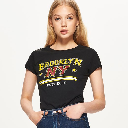 Cropp - Koszulka z nadrukiem brooklyn - Czarny Cropp  M 