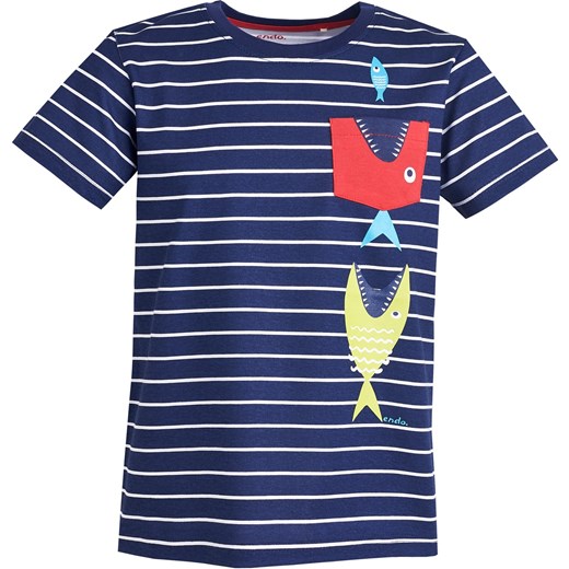 T-shirt z krótkim rękawem dla chłopca 9- 13 lat niebieski Endo 158-164 endo.pl okazja 