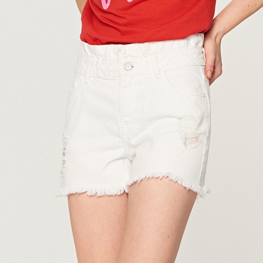 Reserved - Jeansowe szorty z wysokim stanem - Biały  Reserved 40 