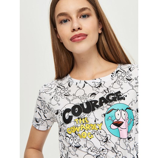 Sinsay - T-shirt chojrak tchórzliwy pies - Biały Sinsay L