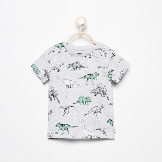 Reserved - T-shirt w dinozaury - Jasny szar  Reserved 68 