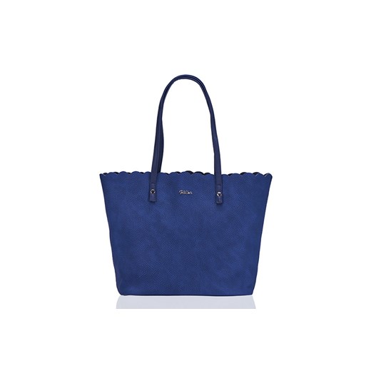 Torebka damska shopper falbanka MILTON ML05 granatowa  Milton  Skorzana.com