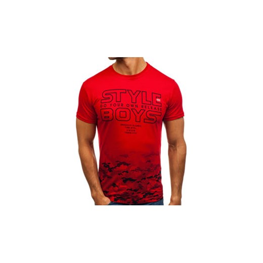 T-shirt męski z nadrukiem czerwony Denley 0010 Denley.pl  M Denley