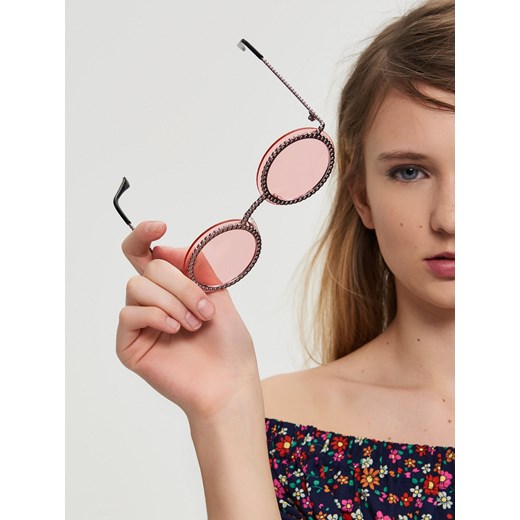 Sinsay - Okrągłe okulary przeciwsłoneczne - Różowy  Sinsay One Size 