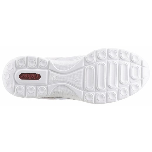 Białe buty sportowe damskie Rieker wiązane bez wzorów płaskie skórzane 