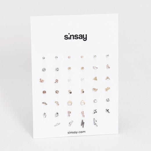 Sinsay - Zestaw kolczyków na sztyft - Wielobarwn  Sinsay One Size 