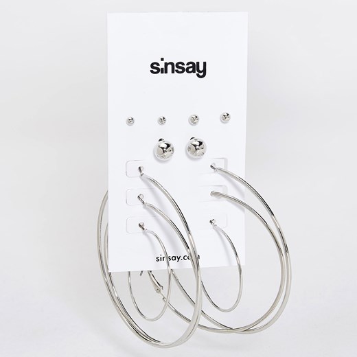 Sinsay - Zestaw kolczyków - Jasny szar Sinsay  One Size 