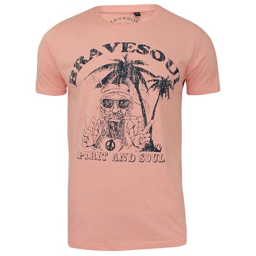 Męska, Różowa Koszulka (T-shirt) - Brave Soul - Hipis pod Palmą TSBRSSS18HIPPIEpink ze sklepu JegoSzafa.pl w kategorii T-shirty męskie - zdjęcie 51902832