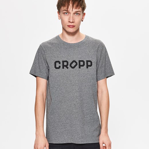 Cropp - Szara koszulka z nadrukiem cropp - Jasny szary Cropp  XL 