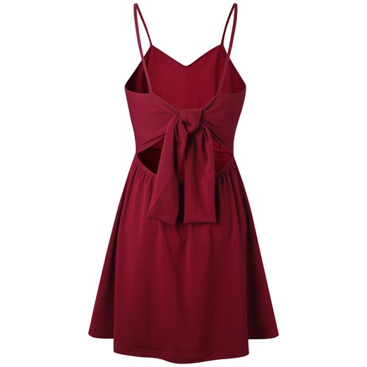 Sukienka Elegrina klasyczna gładka na ramiączkach czerwona 