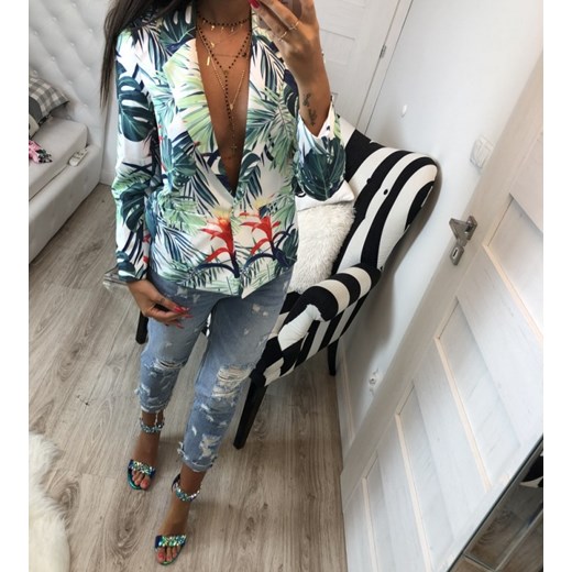 Marynarka Biała W Liście   L okazja Hollywood dream 