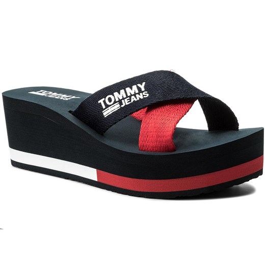 Klapki TOMMY JEANS - Sporty Mid Beach Sandal EN0EN00068 Tommy Navy 406 Tommy Jeans  37 eobuwie.pl
