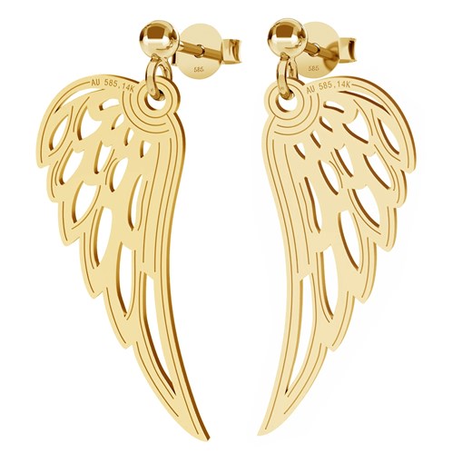 Złote kolczyki skrzydła anioła 14k, au 585 : Złoto - próba - Próba 585 (14K)