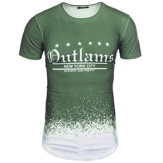 Koszulka męska t-shirt długi zielony Recea