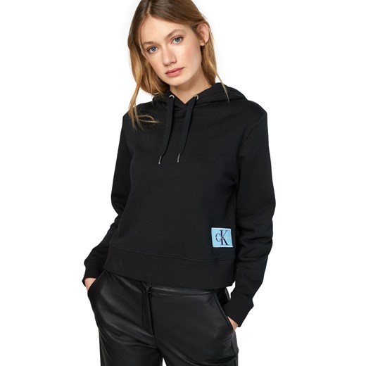 Bluza damska czarna Calvin Klein sportowa krótka bez wzorów 