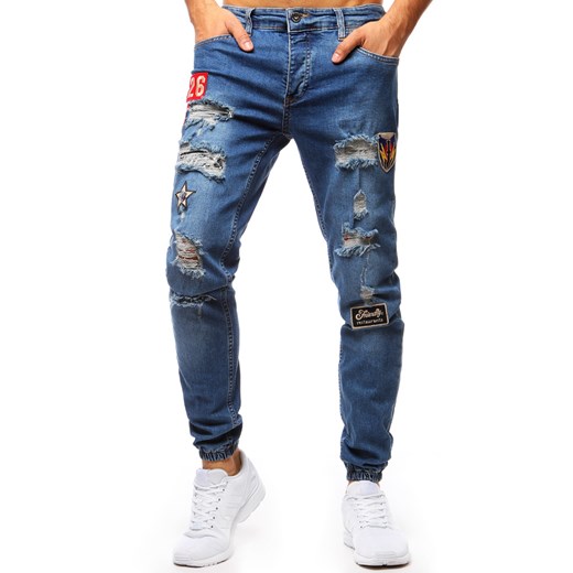 Spodnie joggery jeansowe męskie niebieskie (ux1272)  Dstreet 32 okazyjna cena  