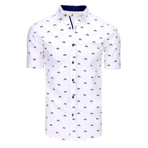 Koszula męska elegancka we wzory z krótkim rękawem biała (kx0860)  Dstreet XL 