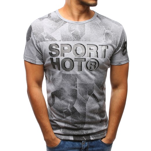 T-shirt męski z nadrukiem szary (rx2936)  Dstreet XL wyprzedaż  