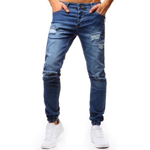 Spodnie joggery jeansowe męskie niebieskie (ux1274)  Dstreet 36 wyprzedaż  