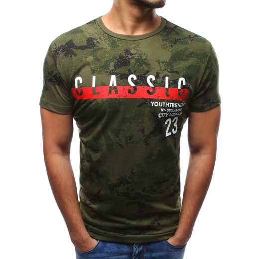 T-shirt męski z nadrukiem oliwkowy (rx2956)  Dstreet XL okazja  