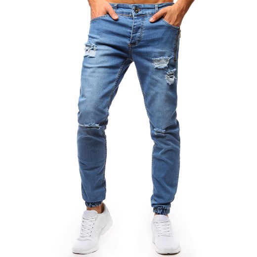 Spodnie joggery jeansowe męskie niebieskie (ux1275)  Dstreet 32 promocja  
