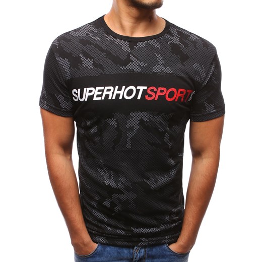 T-shirt męski z nadrukiem czarny (rx2918)  Dstreet XL okazja  