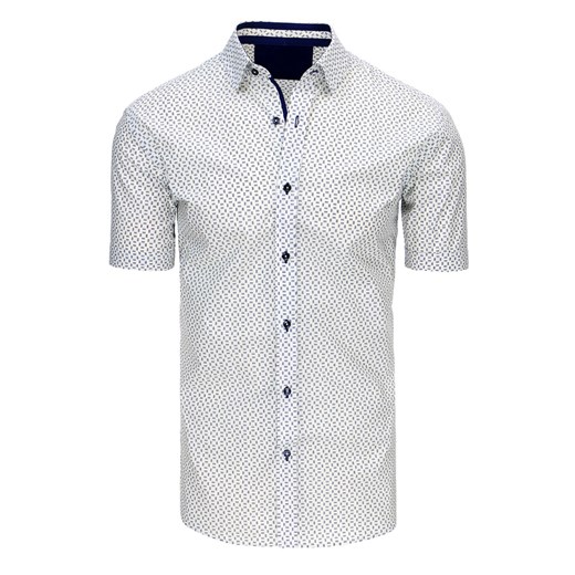 Koszula męska elegancka we wzory z krótkim rękawem biała (kx0855)  Dstreet XXL 