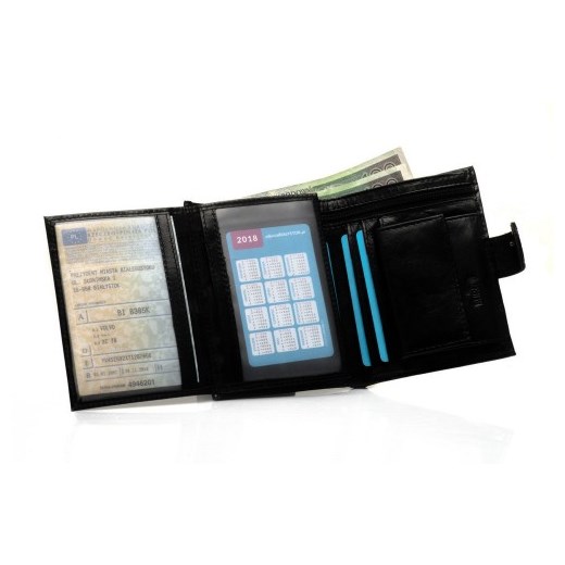Portfel z ochroną RFID Karty Płatnicze Dowód rejestracyjny czarny SW13 Solier   galanter