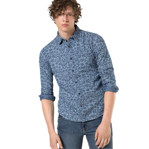 Koszula 'Printed Flower Denim Shirt'  Urban Classics XL AboutYou