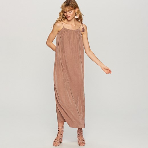 Reserved - Sukienka z prążkowanej tkaniny - Beżowy  Reserved L 