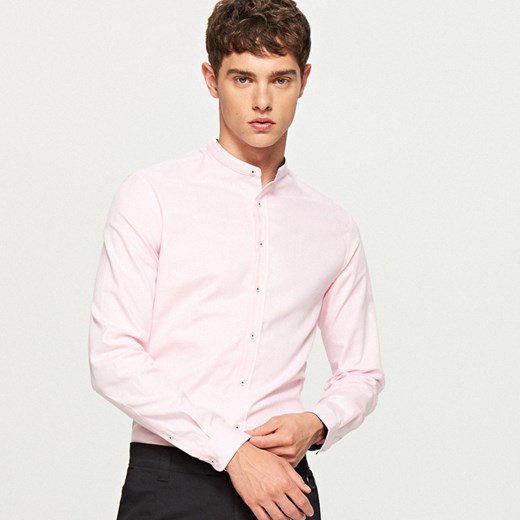 Reserved - Koszula ze stójką slim fit - Różowy Reserved  XL 