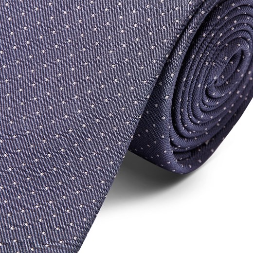Szary krawat jedwabny w kropki 6 cm