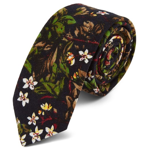 Krawat ze wzorem tropikalnych kwiatów