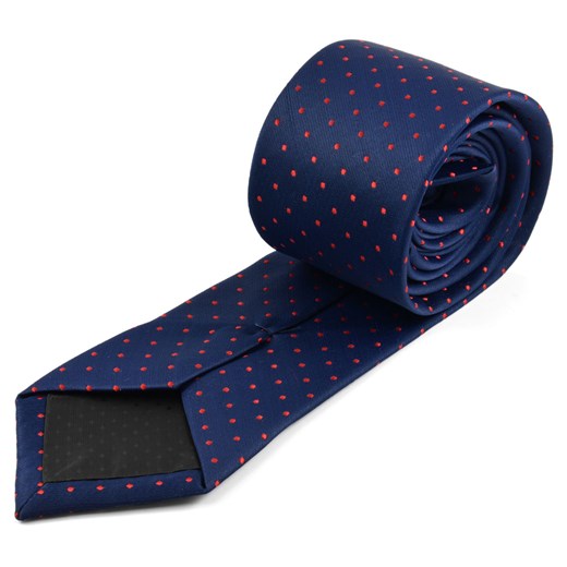 Niebieski krawat w czerwone kropki