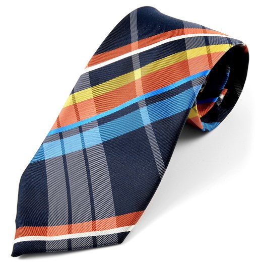 Jedwabny krawat w niebieską kratę