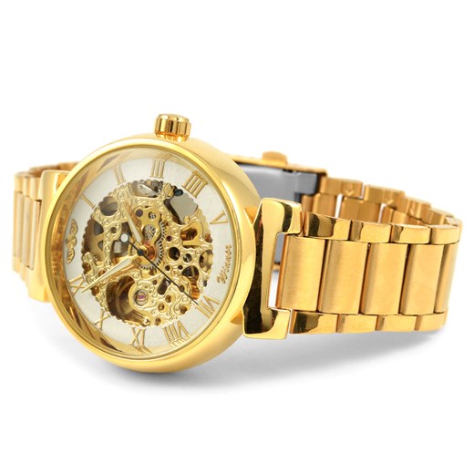 Złoty zegarek z cyframi rzymskimi
