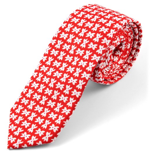 Czerwony bawełniany krawat w kokardki