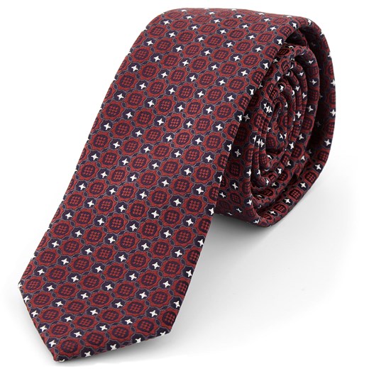Mahoniowy krawat z tkaniny dekoracyjnej