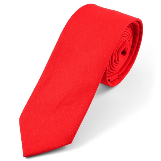 Gładki czerwony bawełniany krawat