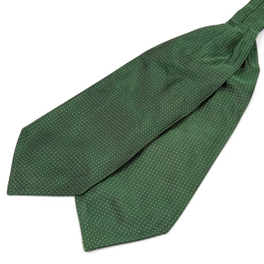 Zielony krawat jedwabny w kropki